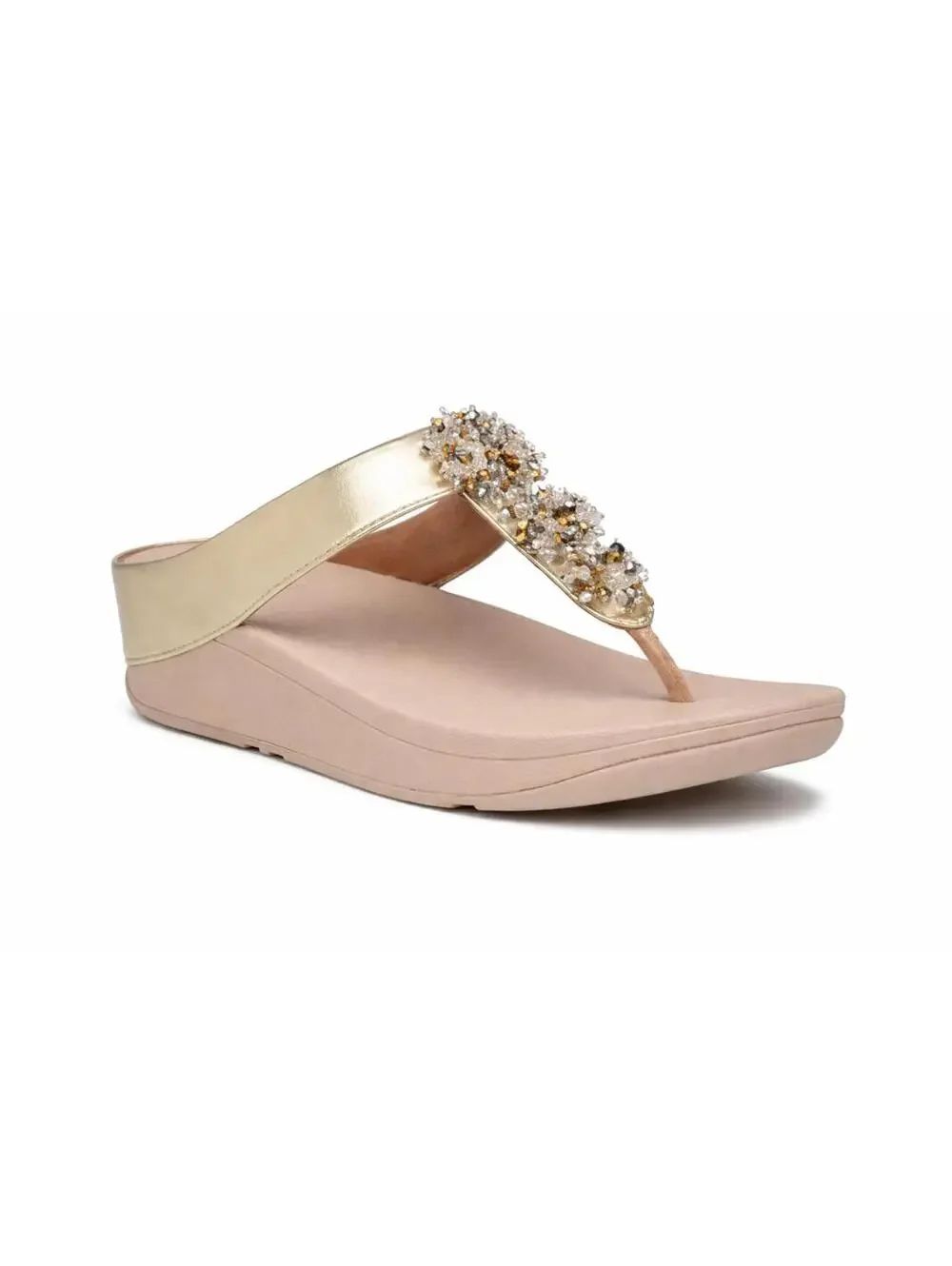 FitFlop Galaxy Toe Wedge Flip Flop Women’s US 9 Platino Sandals NWB - Picture 1 of 12